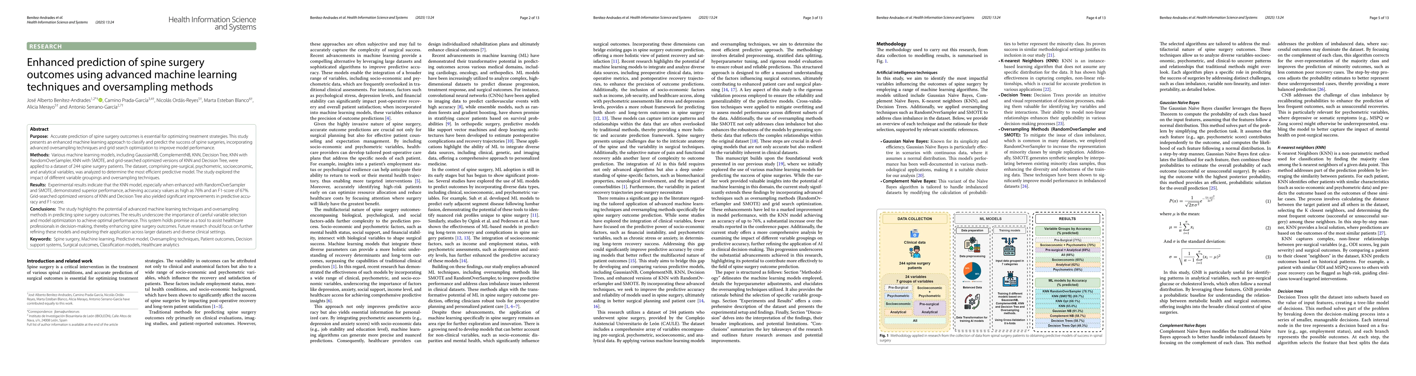 Thumbnail for Enhanced prediction of spine surgery outcomes using advanced machine
  learning techniques and oversampling methods