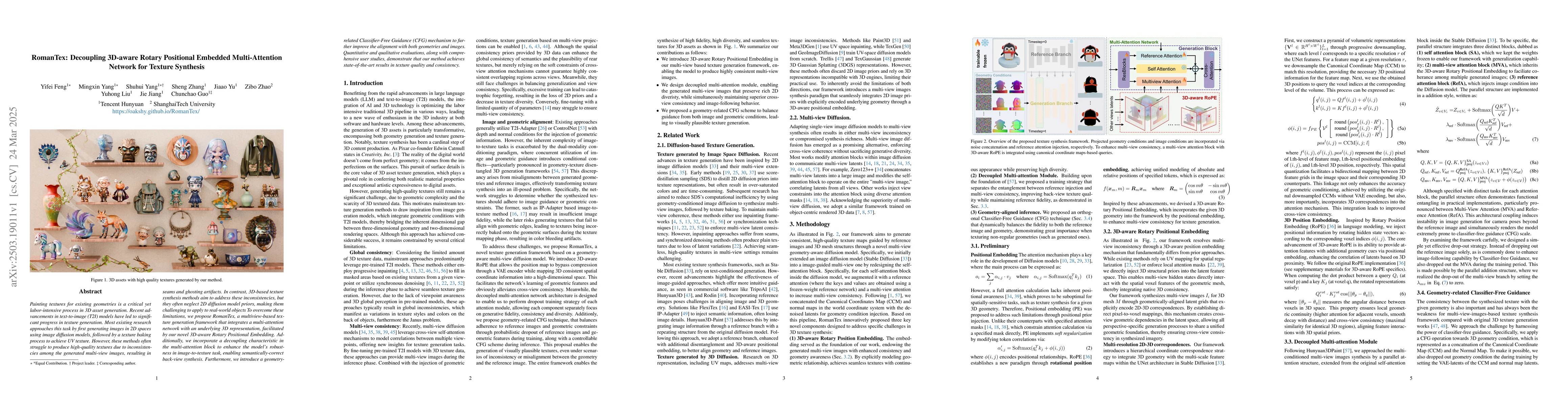 Thumbnail for RomanTex: Decoupling 3D-aware Rotary Positional Embedded Multi-Attention
  Network for Texture Synthesis