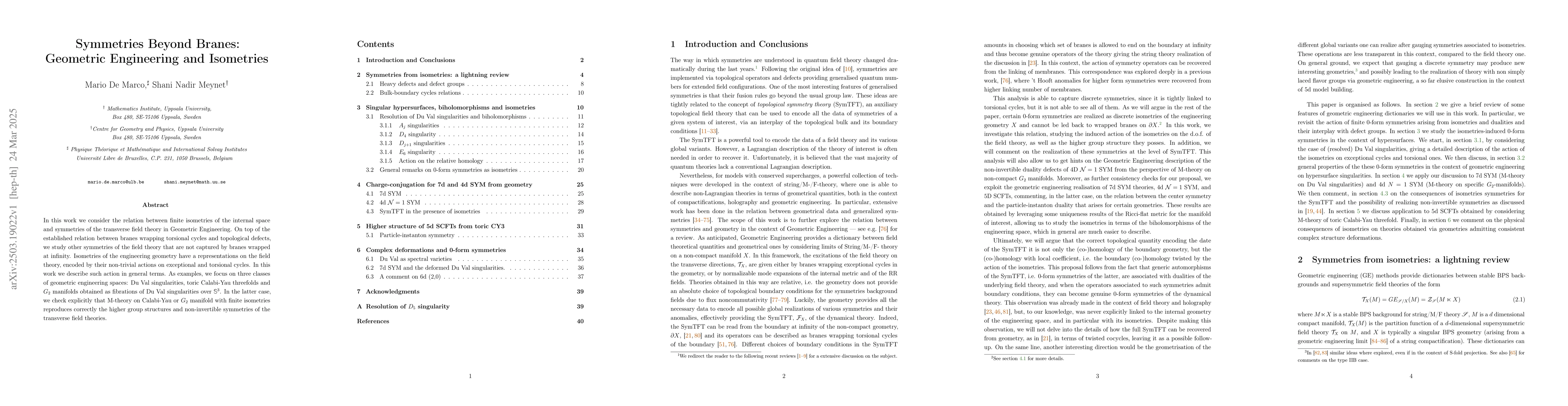 Thumbnail for Symmetries Beyond Branes: Geometric Engineering and Isometries