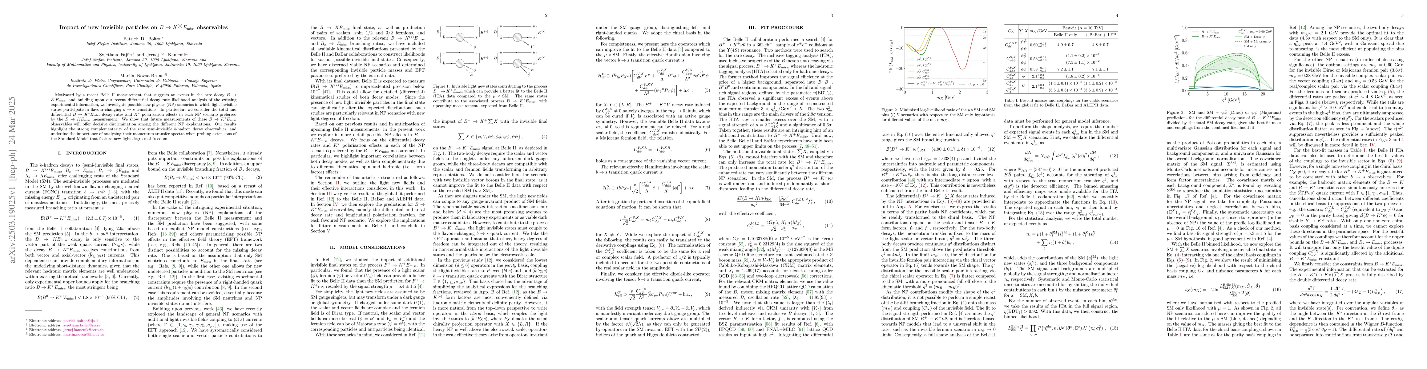 Thumbnail for Impact of new invisible particles on $B\to K^{(*)} E_{\rm miss}$
  observables