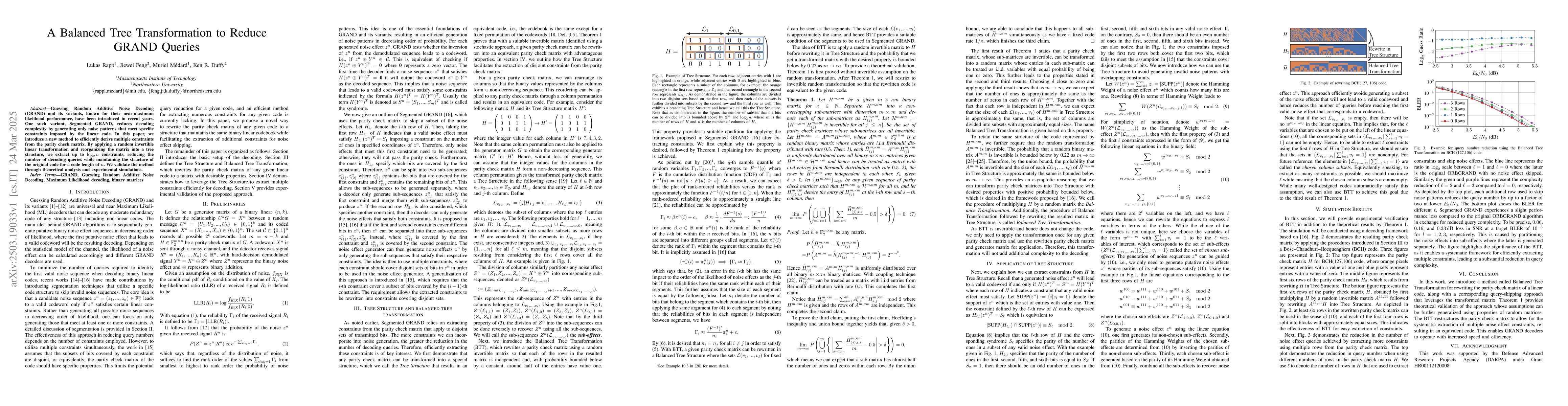 Thumbnail for A Balanced Tree Transformation to Reduce GRAND Queries