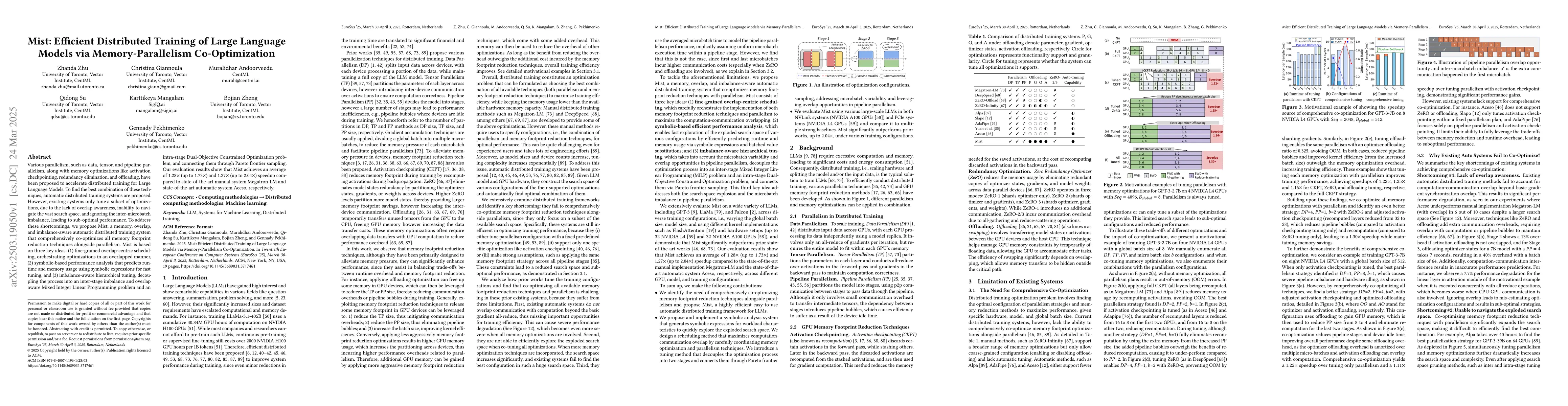 Thumbnail for Mist: Efficient Distributed Training of Large Language Models via
  Memory-Parallelism Co-Optimization