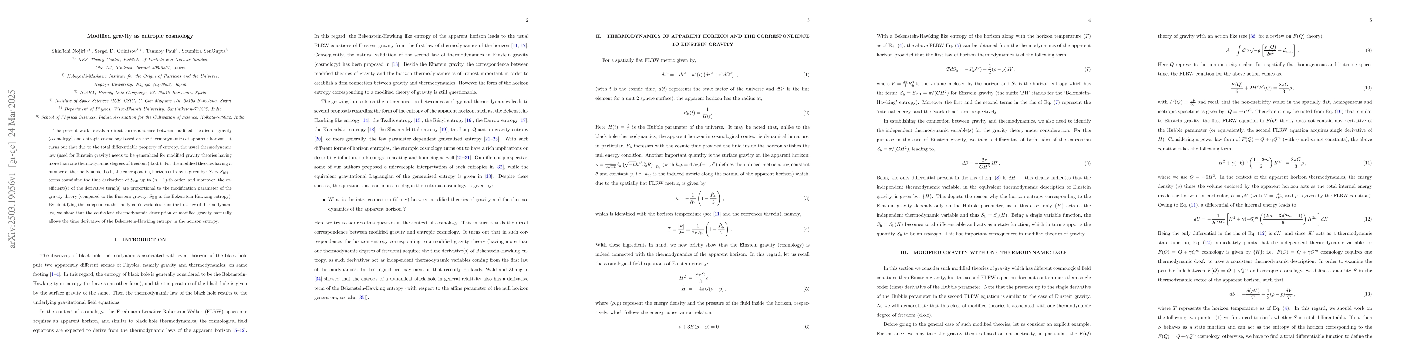 Thumbnail for Modified gravity as entropic cosmology
