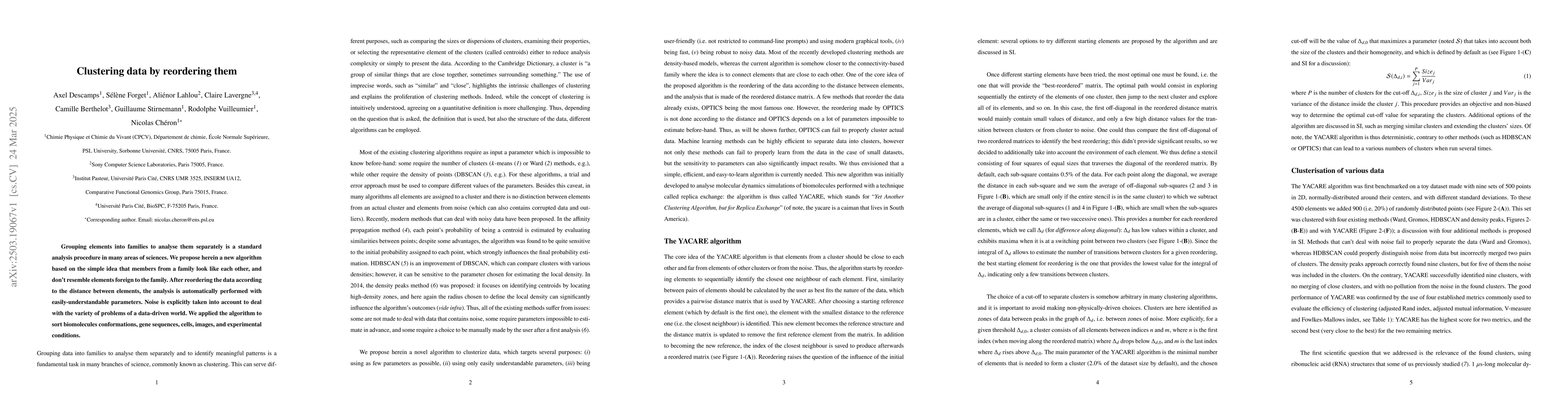 Thumbnail for Clustering data by reordering them