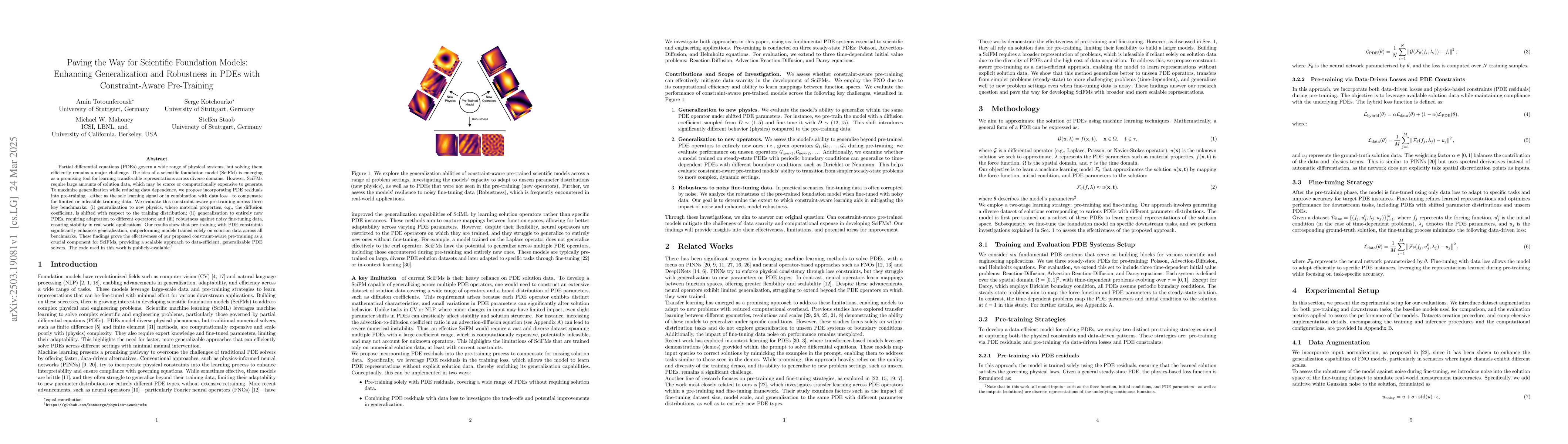 Thumbnail for Paving the way for scientific foundation models: enhancing
  generalization and robustness in PDEs with constraint-aware pre-training
