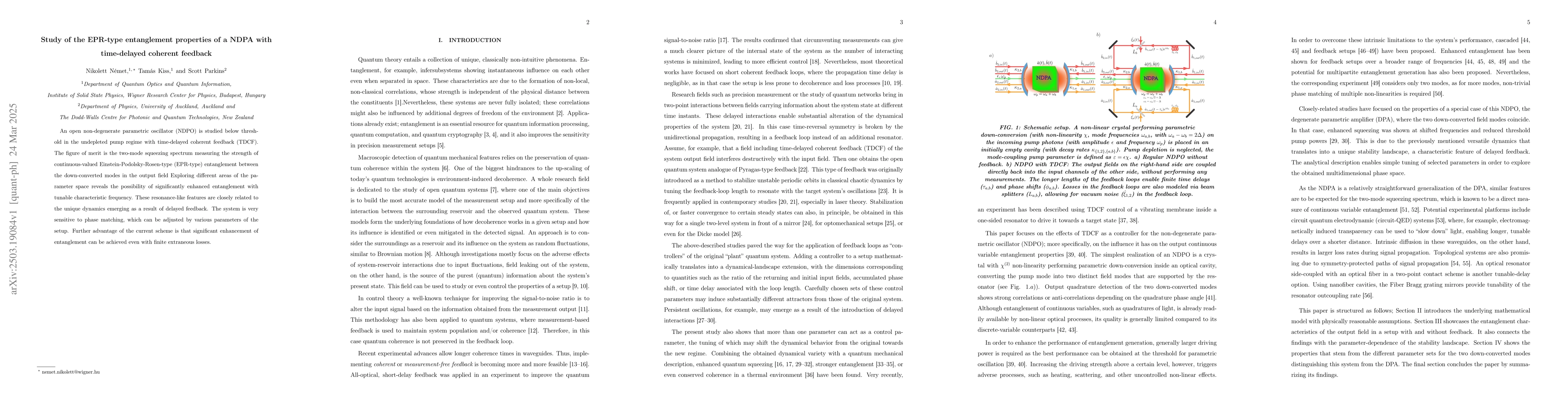 Thumbnail for Study of the EPR-type entanglement characteristics of a NDPA with
  time-delayed coherent feedback