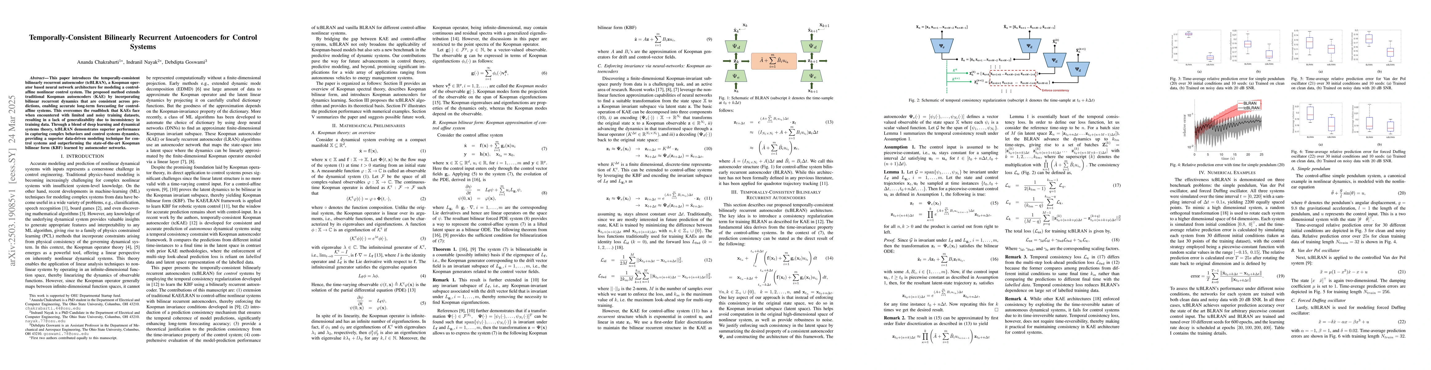 Thumbnail for Temporally-Consistent Bilinearly Recurrent Autoencoders for Control
  Systems