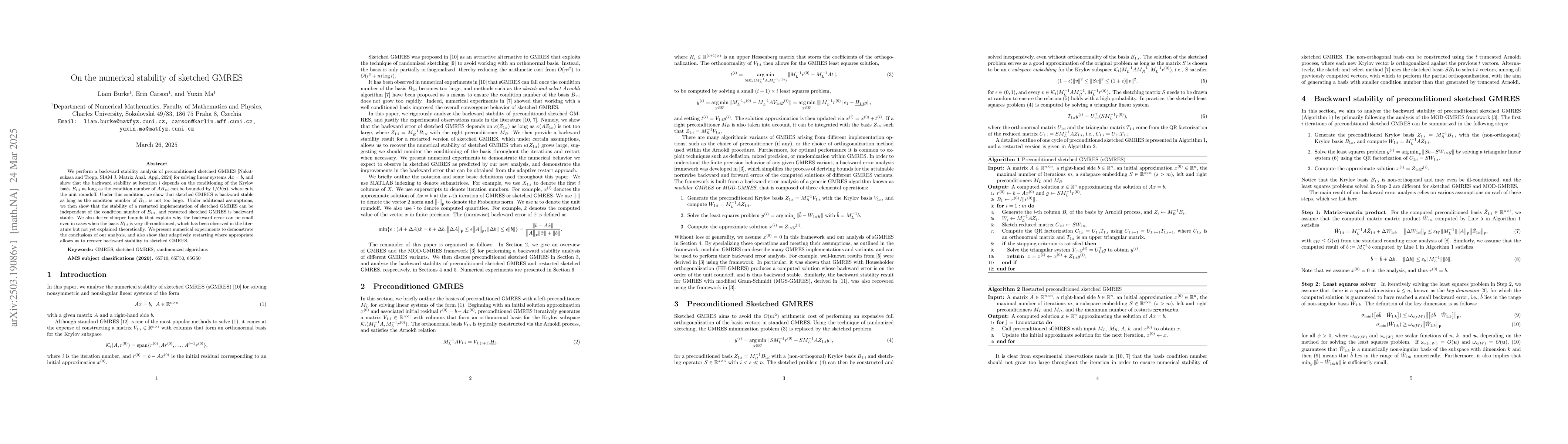 Thumbnail for On the numerical stability of sketched GMRES
