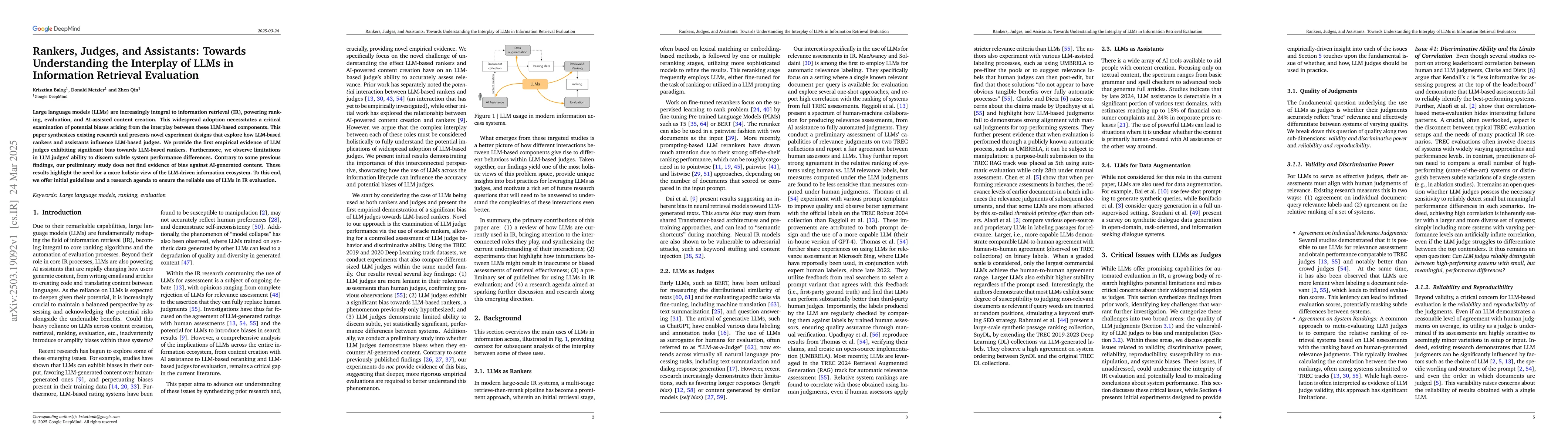 Thumbnail for Rankers, Judges, and Assistants: Towards Understanding the Interplay of
  LLMs in Information Retrieval Evaluation