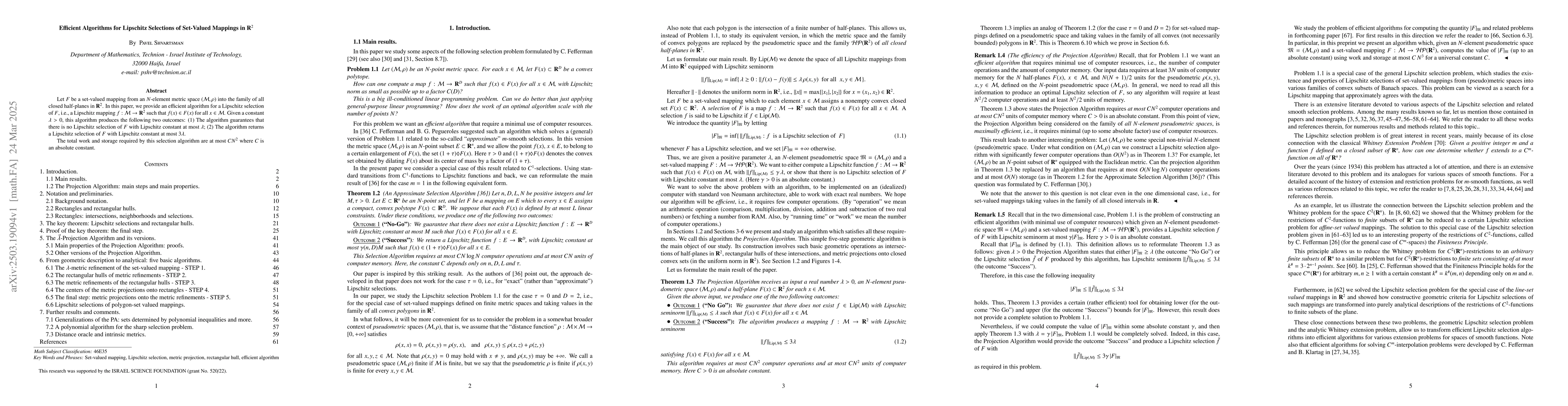 Thumbnail for Efficient Algorithms for Lipschitz Selections of Set-Valued Mappings in
  ${\bf R}^2$
