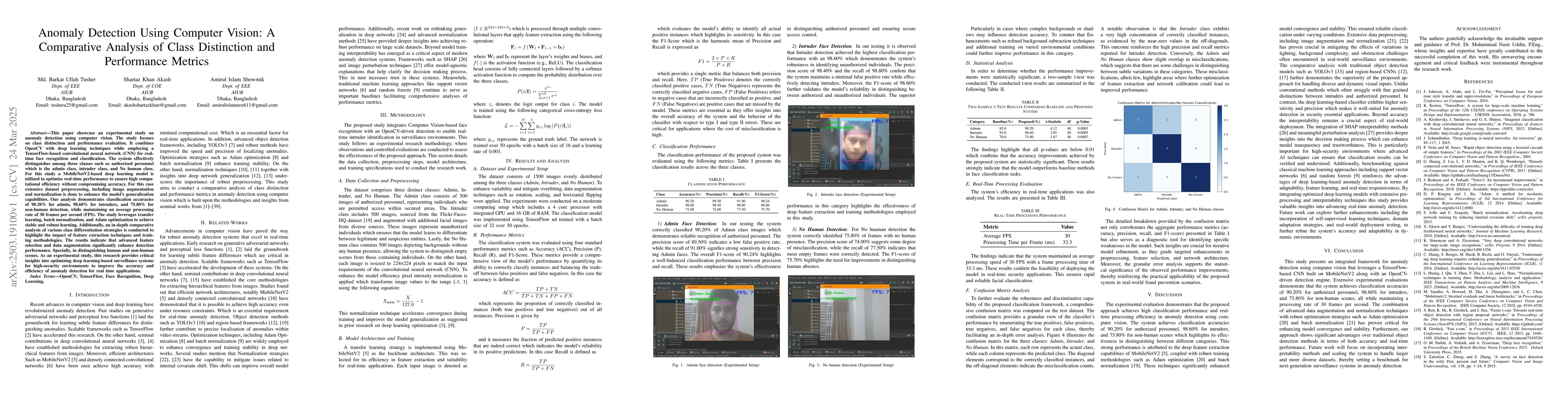 Thumbnail for Anomaly Detection Using Computer Vision: A Comparative Analysis of Class
  Distinction and Performance Metrics