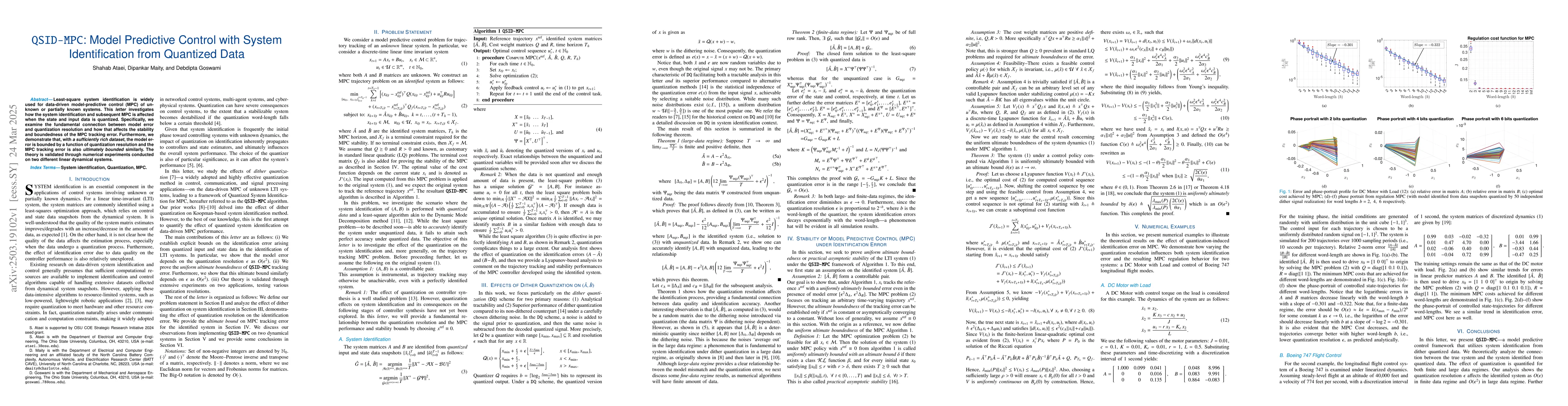 Thumbnail for QSID-MPC: Model Predictive Control with System Identification from
  Quantized Data