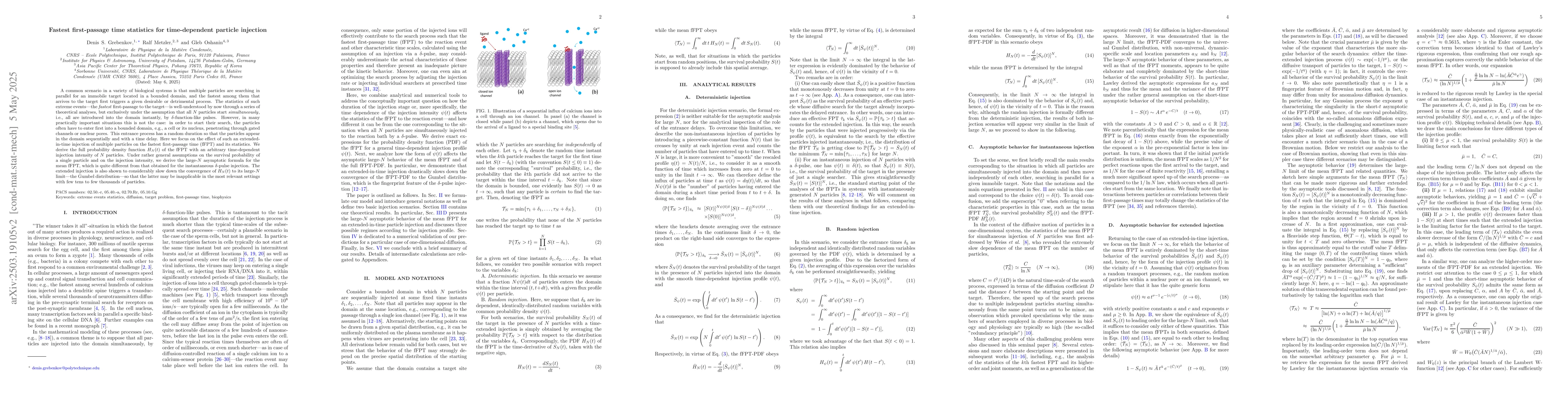 Thumbnail for Fastest first-passage time statistics for time-dependent particle
  injection