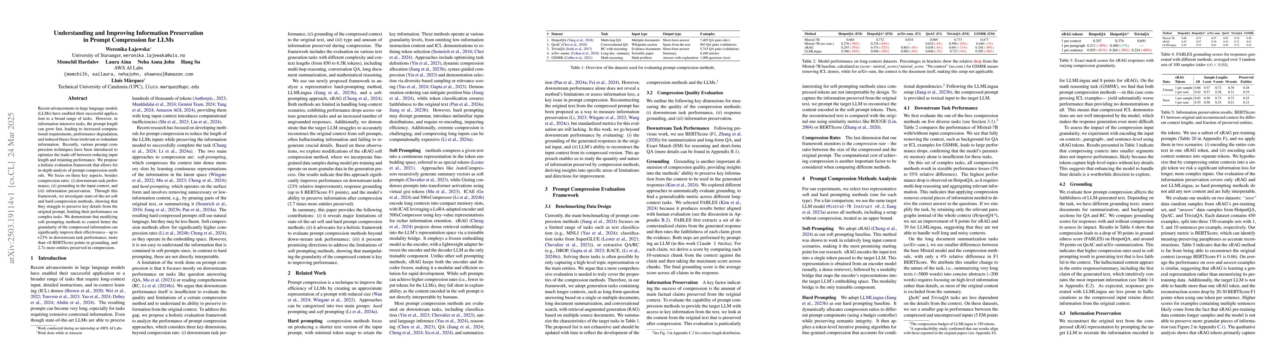 Thumbnail for Understanding and Improving Information Preservation in Prompt
  Compression for LLMs
