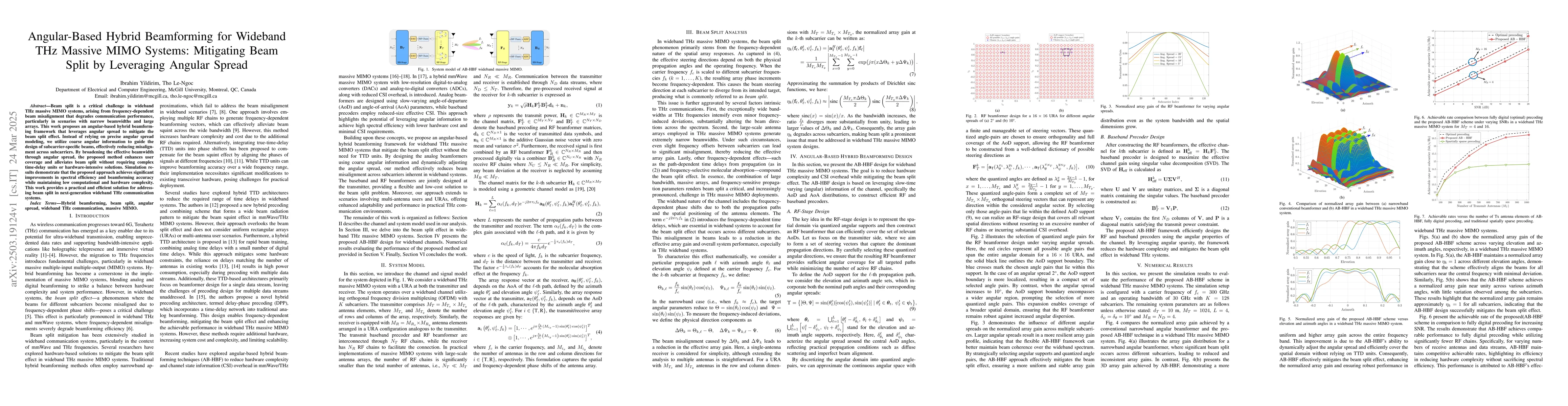 Thumbnail for Angular-Based Hybrid Beamforming for Wideband THz Massive MIMO Systems:
  Mitigating Beam Split by Leveraging Angular Spread