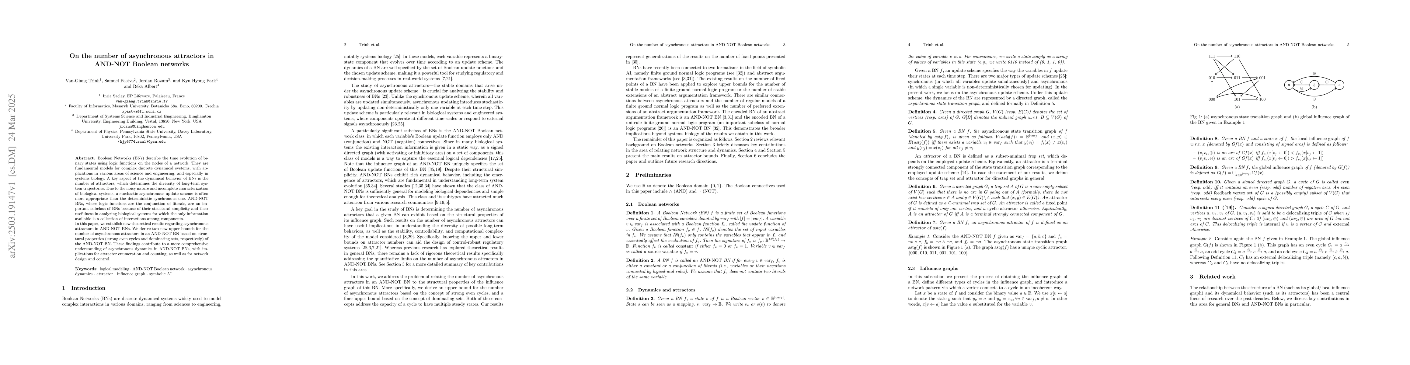 Thumbnail for On the number of asynchronous attractors in AND-NOT Boolean networks