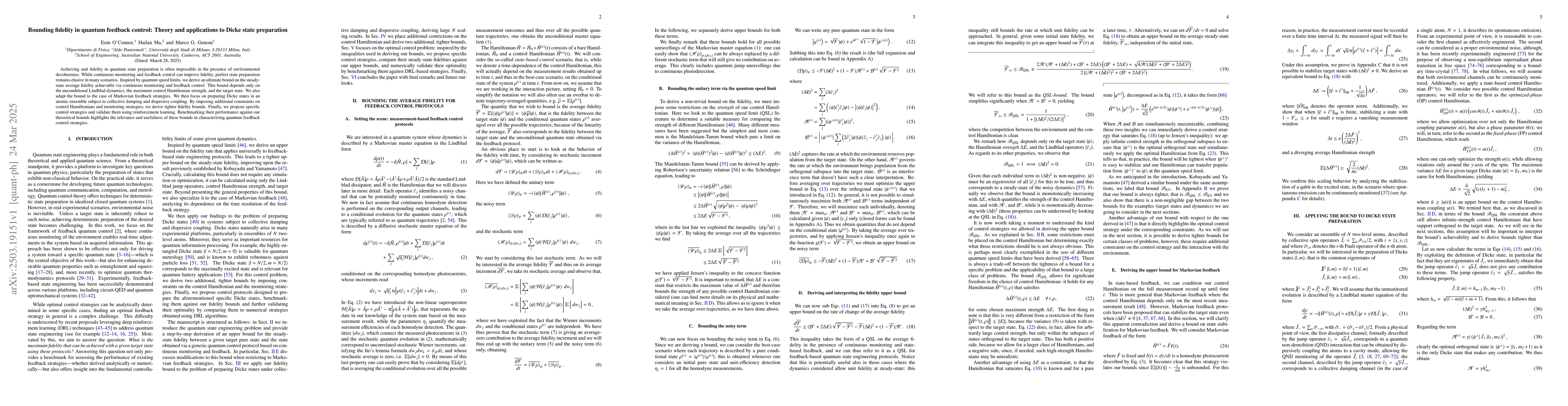 Thumbnail for Bounding fidelity in quantum feedback control: Theory and applications
  to Dicke state preparation