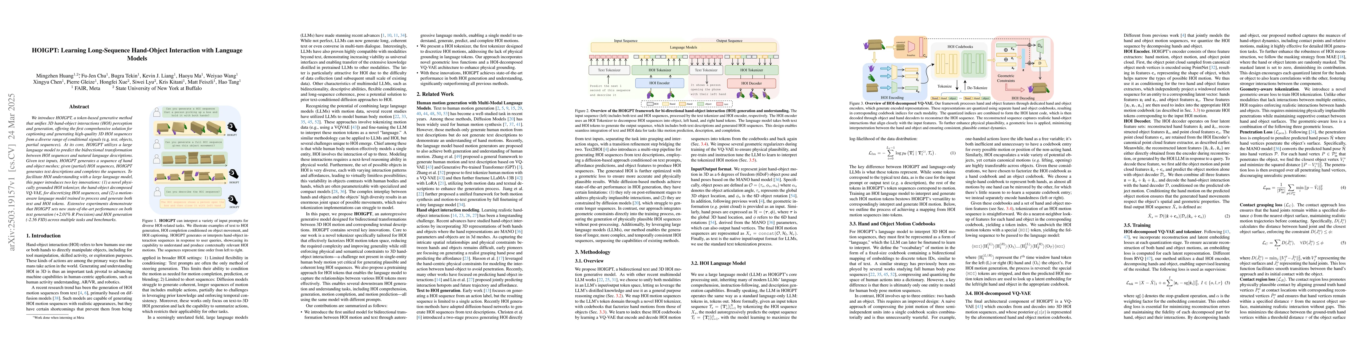 Thumbnail for HOIGPT: Learning Long Sequence Hand-Object Interaction with Language
  Models