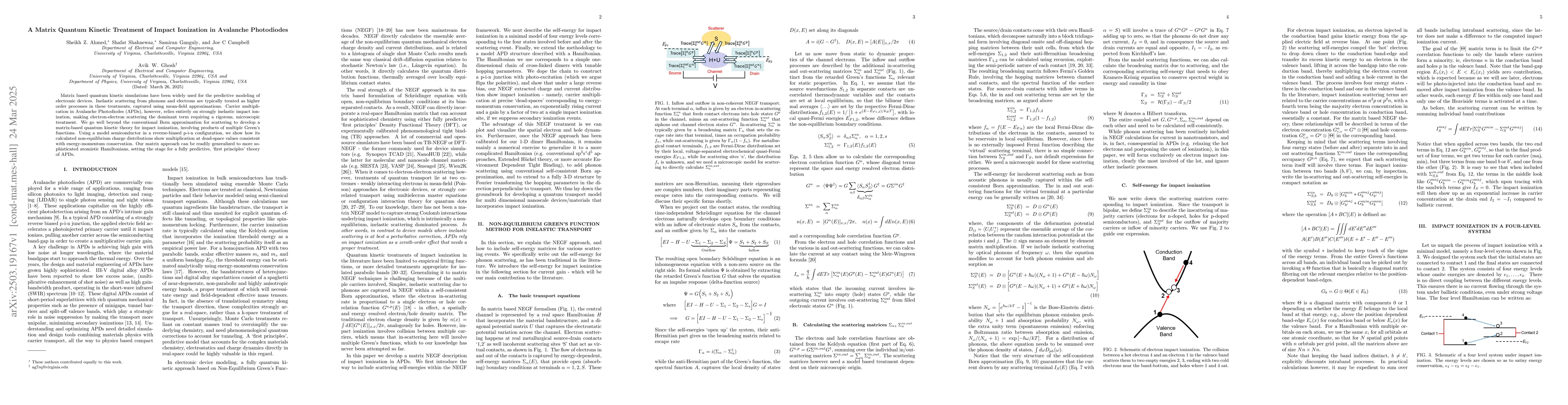 Thumbnail for A Matrix Quantum Kinetic Treatment of Impact Ionization in Avalanche
  Photodiodes