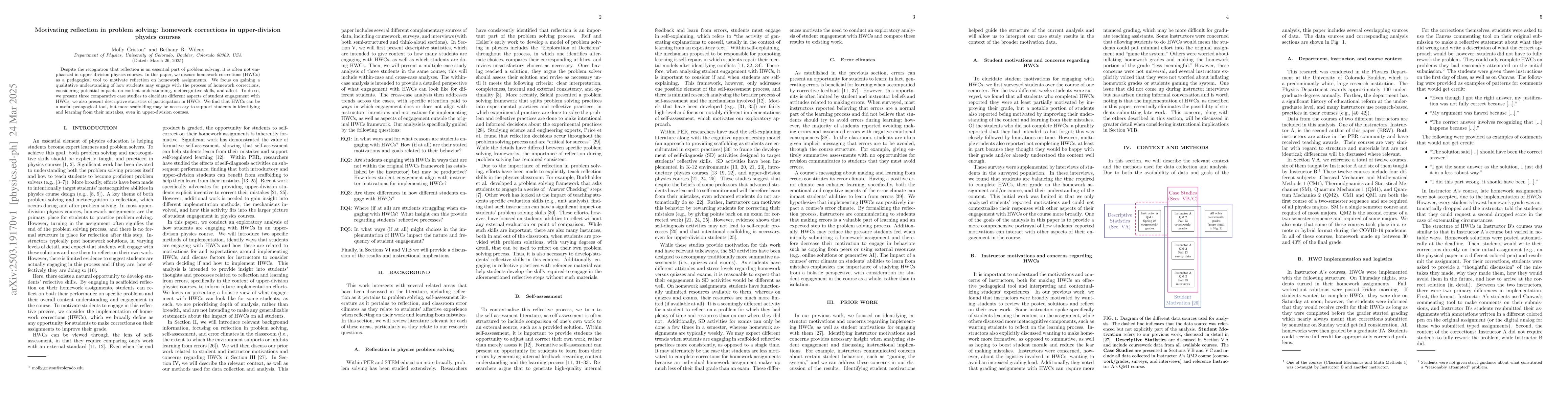 Thumbnail for Motivating reflection in problem solving: homework corrections in
  upper-division physics courses