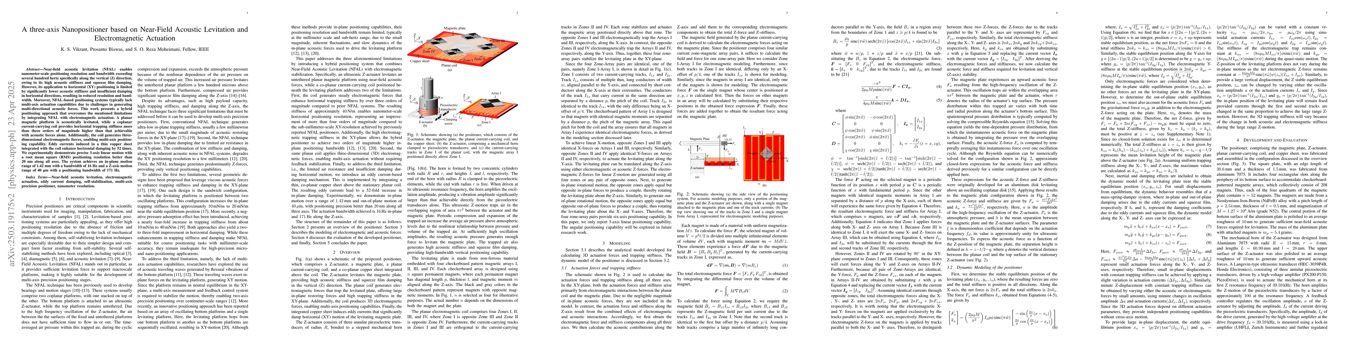 Thumbnail for A multi-axis Nanopositioner based on Near-Field Acoustic Levitation and
  Electromagnetic Actuation