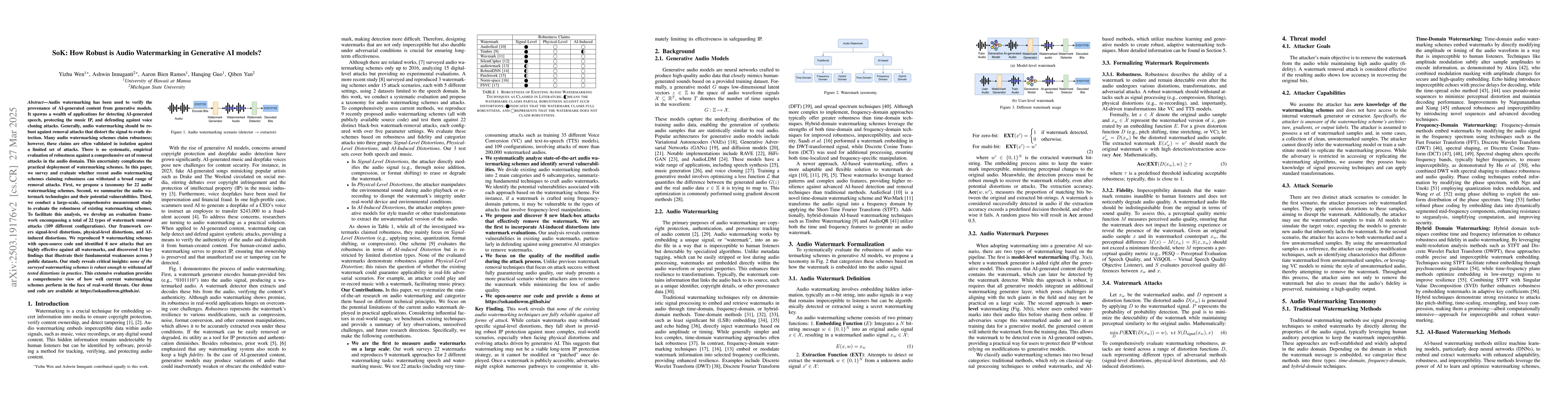 Thumbnail for SoK: How Robust is Audio Watermarking in Generative AI models?