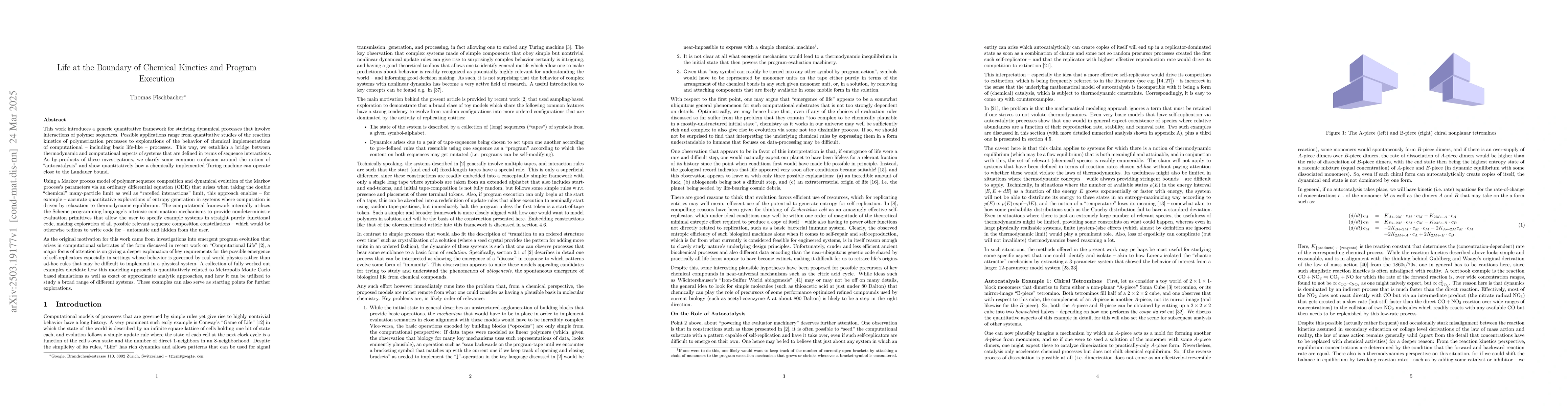 Thumbnail for Life at the Boundary of Chemical Kinetics and Program Execution