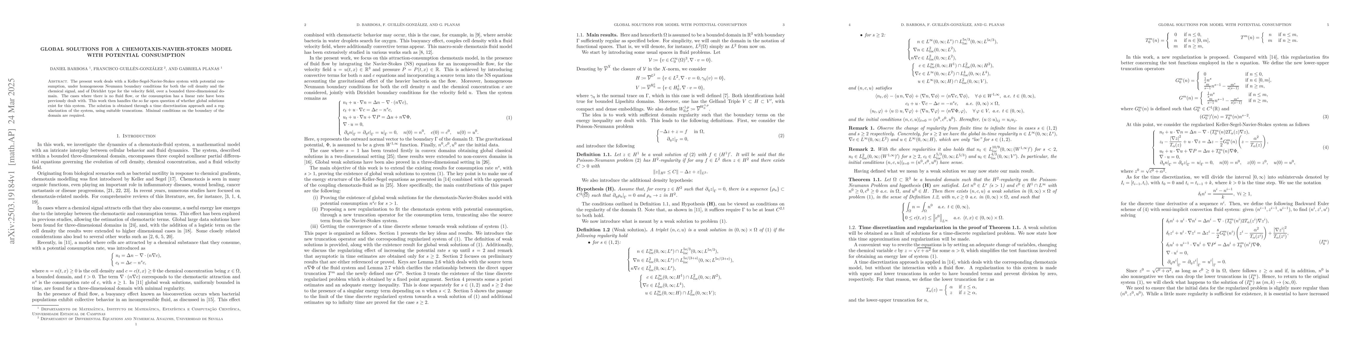 Thumbnail for Global solutions for a chemotaxis-Navier-Stokes model with potential
  consumption