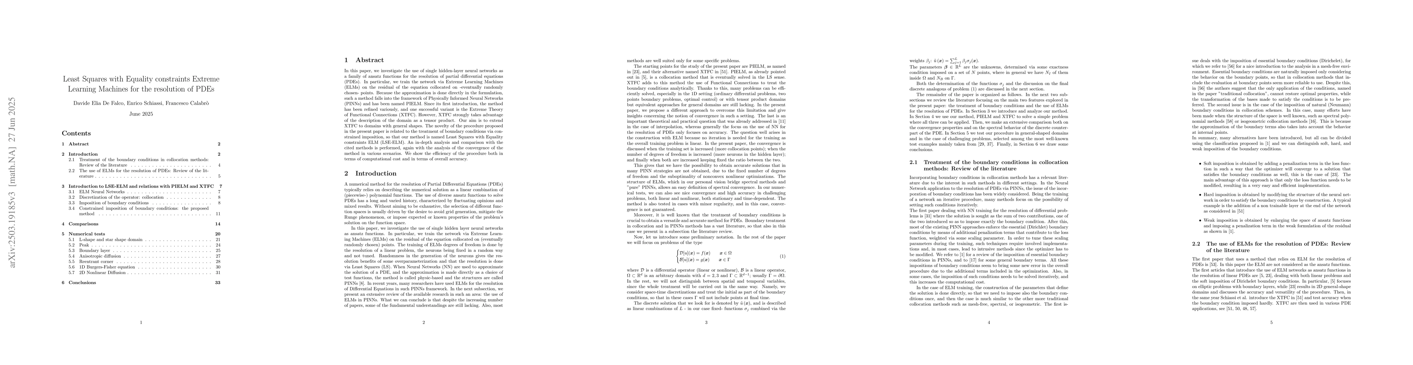 Thumbnail for Least Squares with Equality constraints Extreme Learning Machines for
  the resolution of PDEs