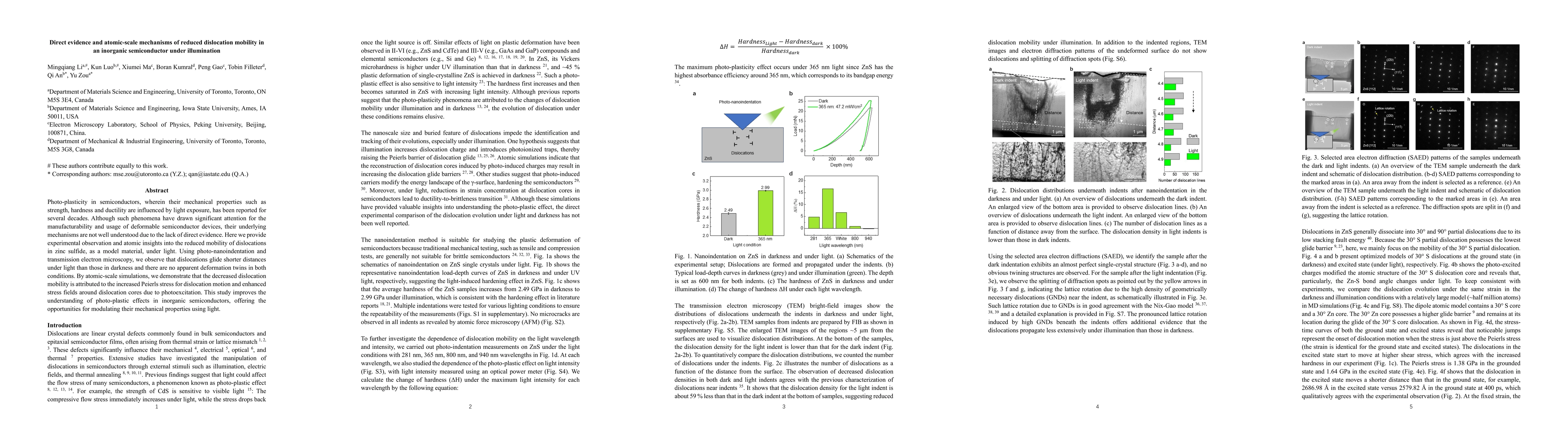 Thumbnail for Direct evidence and atomic-scale mechanisms of reduced dislocation
  mobility in an inorganic semiconductor under illumination