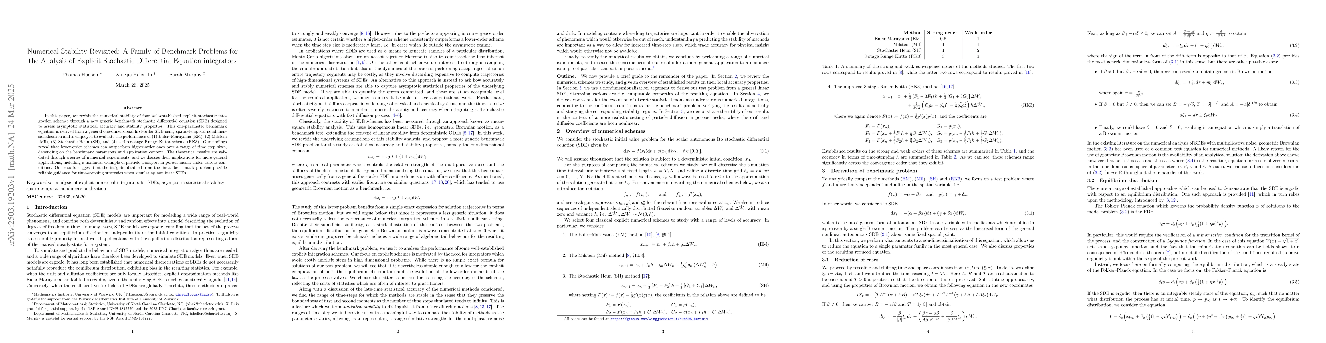 Thumbnail for Numerical Stability Revisited: A Family of Benchmark Problems for the
  Analysis of Explicit Stochastic Differential Equation integrators