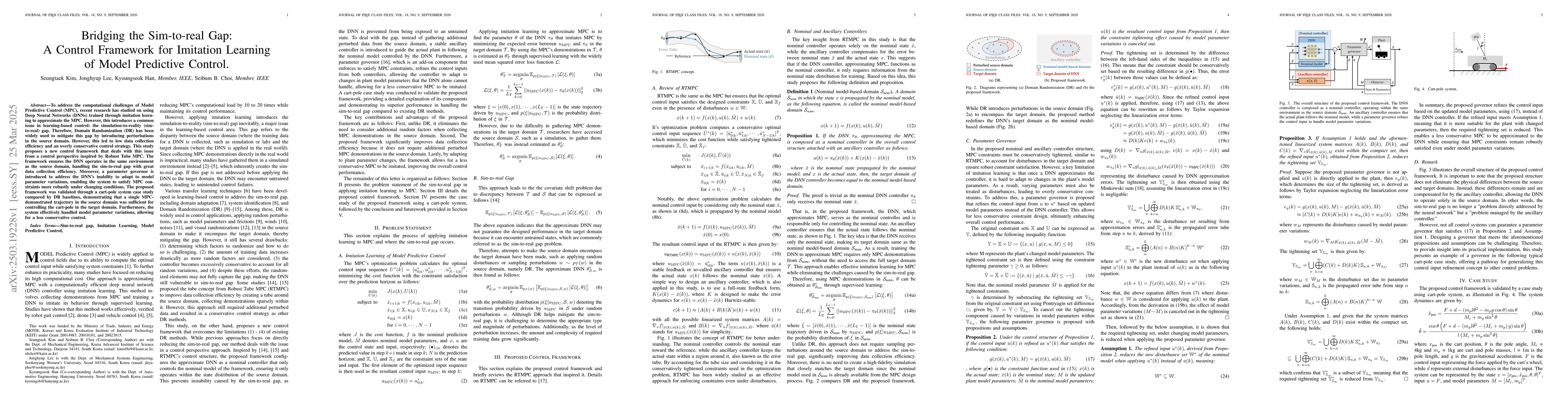 Thumbnail for Bridging the Sim-to-real Gap: A Control Framework for Imitation Learning
  of Model Predictive Control
