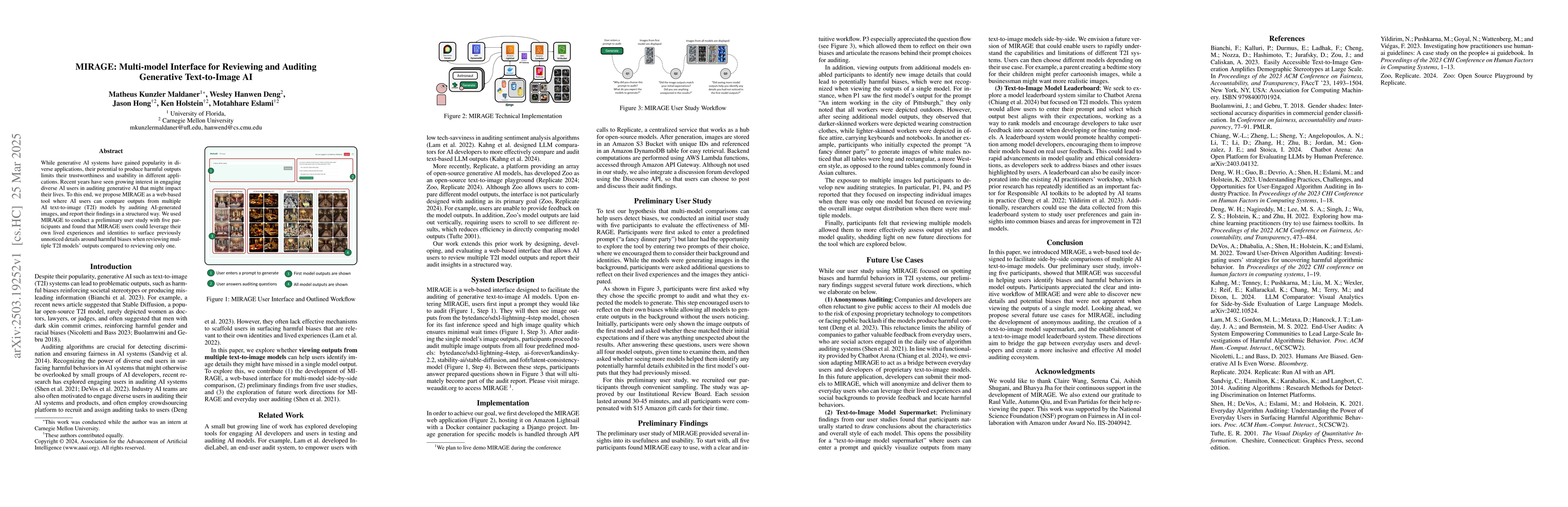 Thumbnail for MIRAGE: Multi-model Interface for Reviewing and Auditing Generative
  Text-to-Image AI