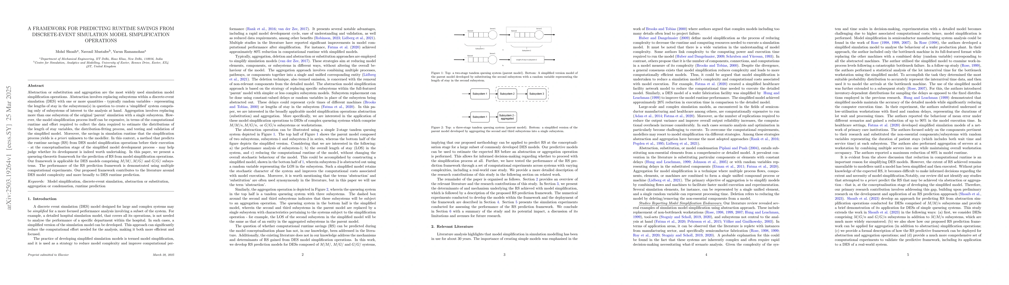 Thumbnail for A Framework for Predicting Runtime Savings from Discrete-Event
  Simulation Model Simplification Operations