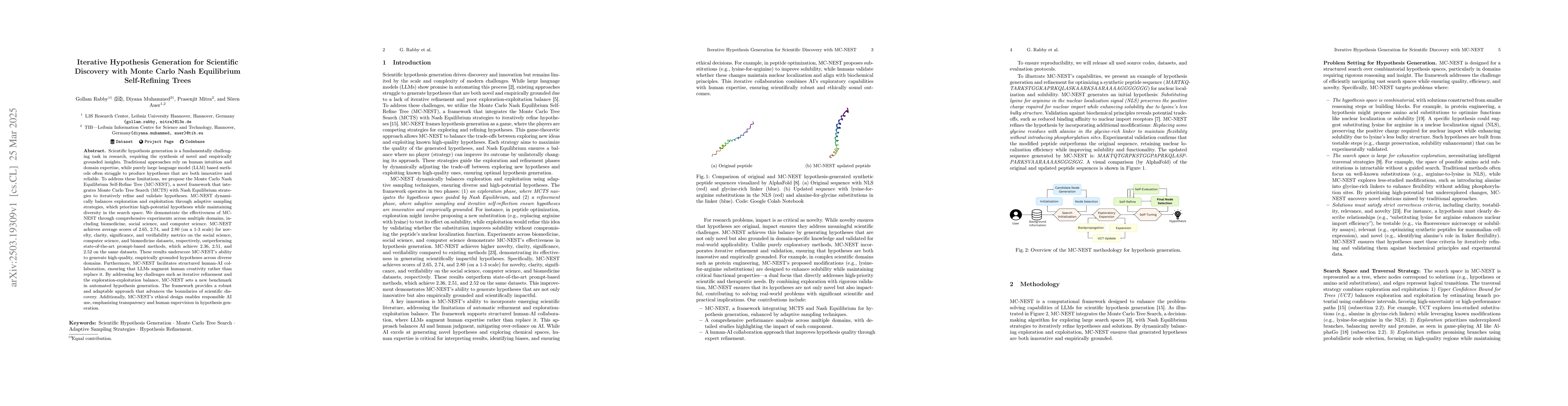 Thumbnail for Iterative Hypothesis Generation for Scientific Discovery with Monte
  Carlo Nash Equilibrium Self-Refining Trees