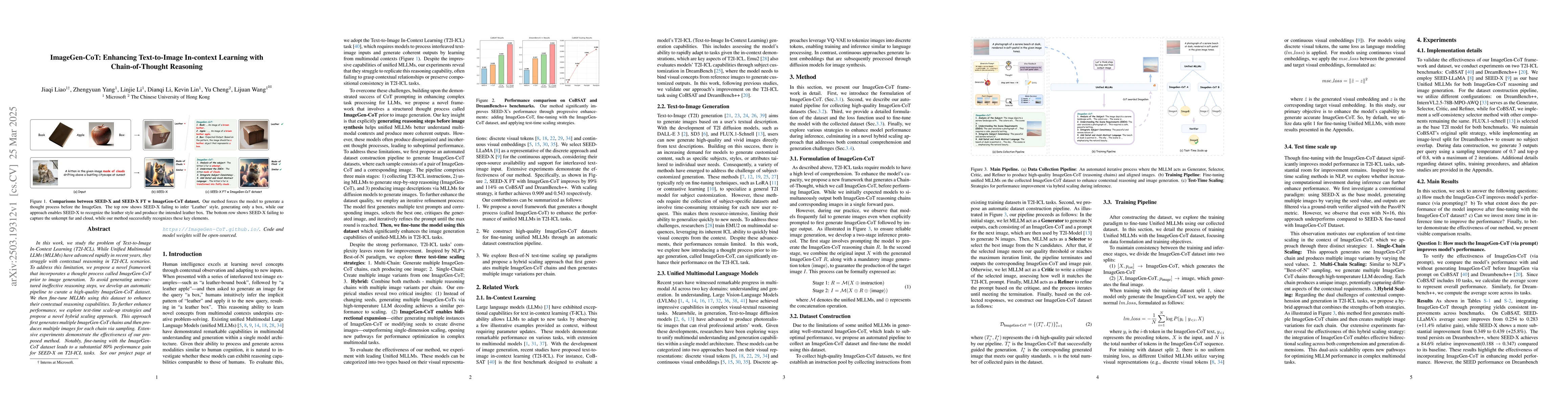 Thumbnail for ImageGen-CoT: Enhancing Text-to-Image In-context Learning with
  Chain-of-Thought Reasoning