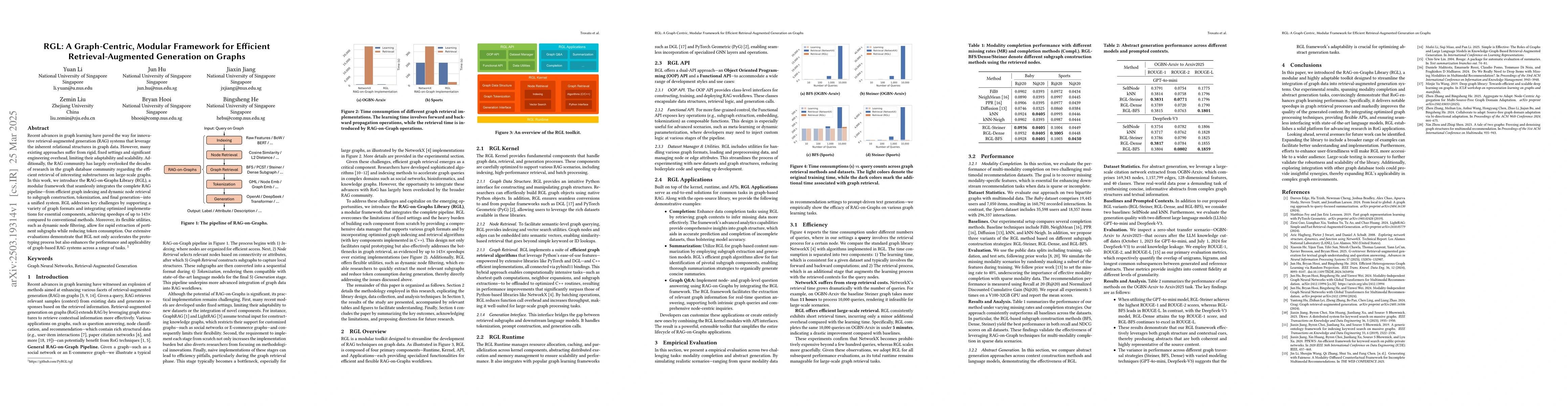 Thumbnail for RGL: A Graph-Centric, Modular Framework for Efficient
  Retrieval-Augmented Generation on Graphs