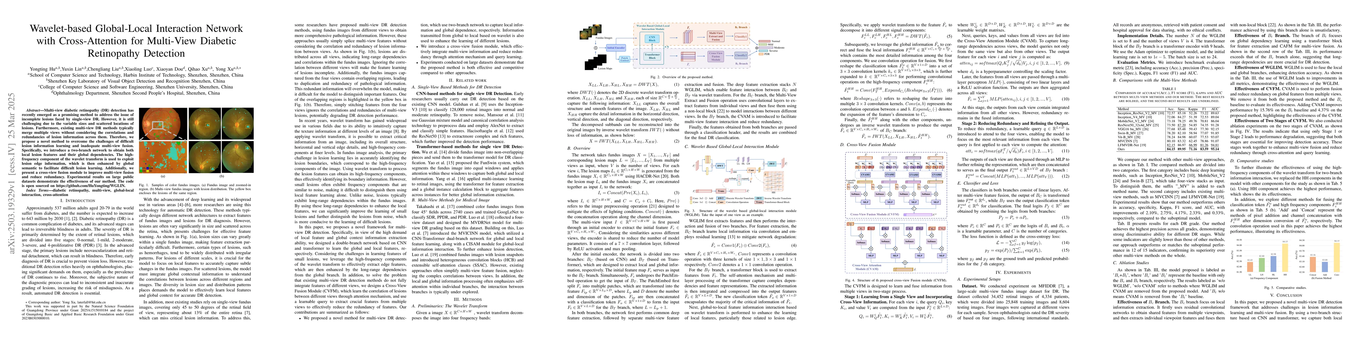 Thumbnail for Wavelet-based Global-Local Interaction Network with Cross-Attention for
  Multi-View Diabetic Retinopathy Detection