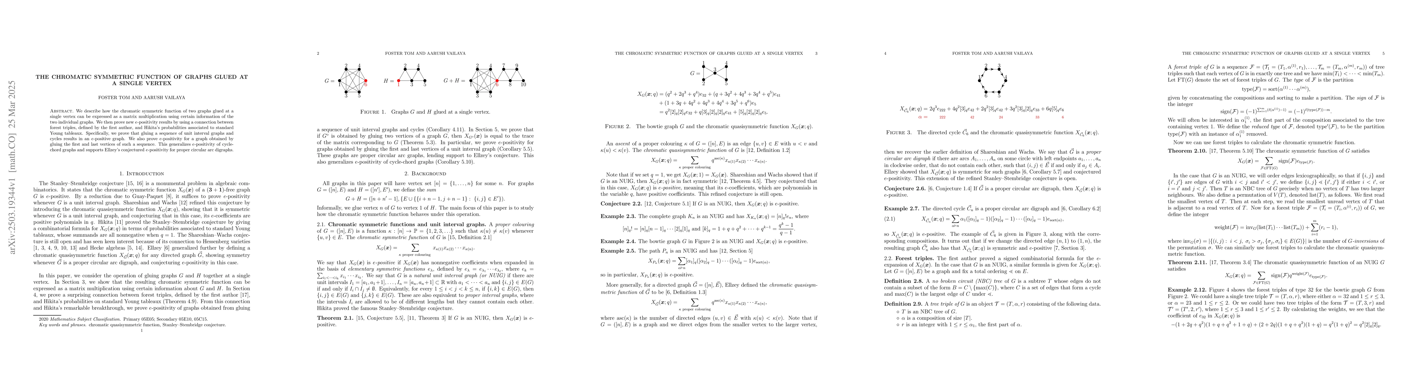 Thumbnail for The chromatic symmetric function of graphs glued at a single vertex