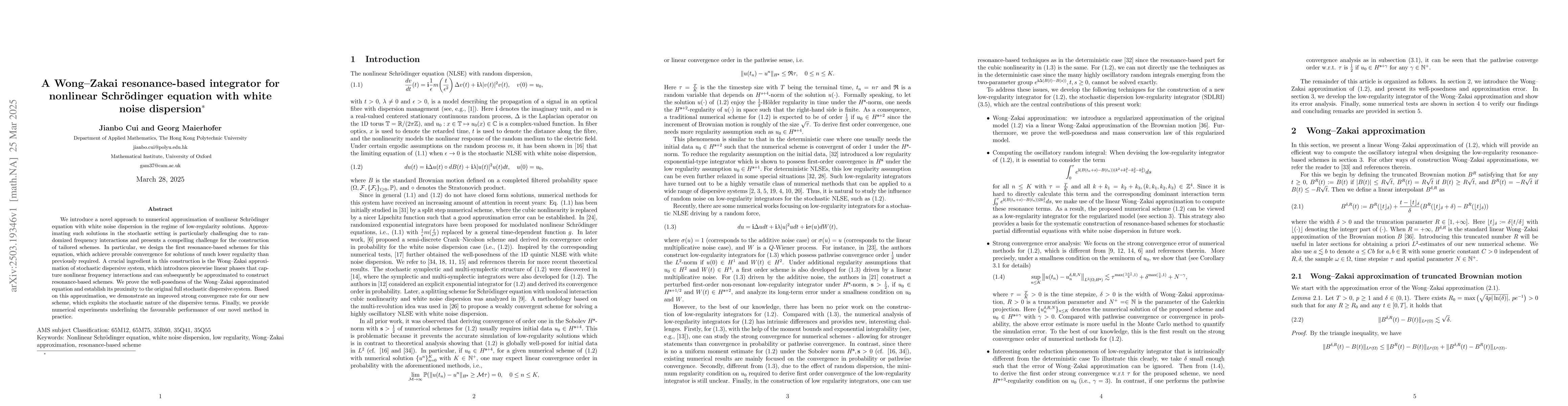 Thumbnail for A Wong--Zakai resonance-based integrator for nonlinear Schrödinger
  equation with white noise dispersion