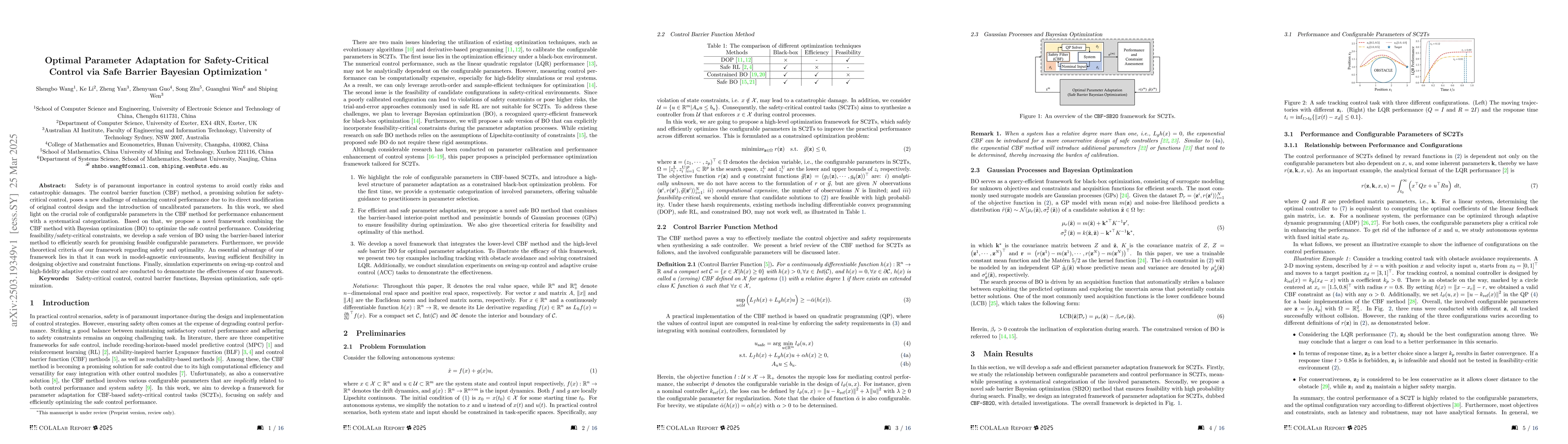 Thumbnail for Optimal Parameter Adaptation for Safety-Critical Control via Safe
  Barrier Bayesian Optimization