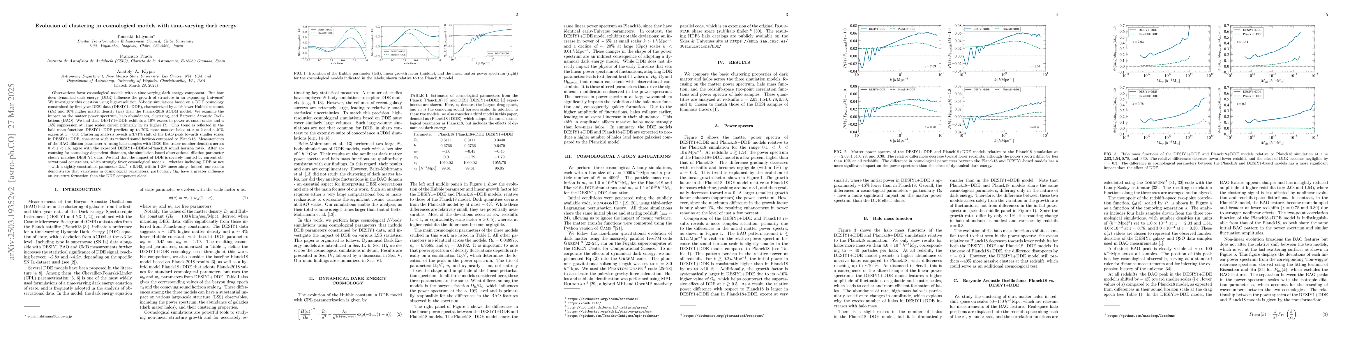 Thumbnail for Evolution of clustering in cosmological models with time-varying dark
  energy