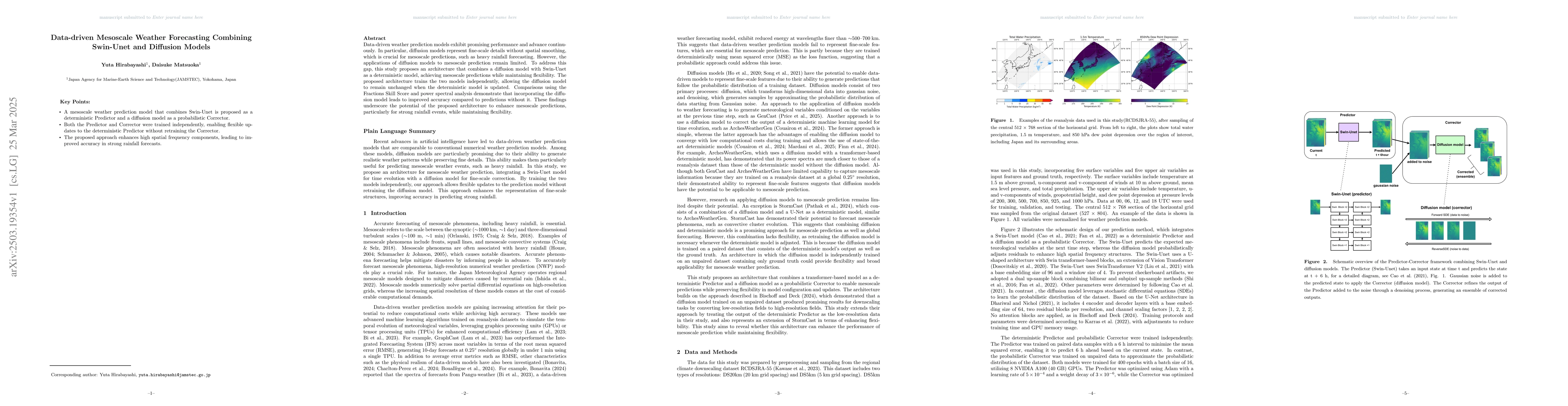 Thumbnail for Data-driven Mesoscale Weather Forecasting Combining Swin-Unet and
  Diffusion Models