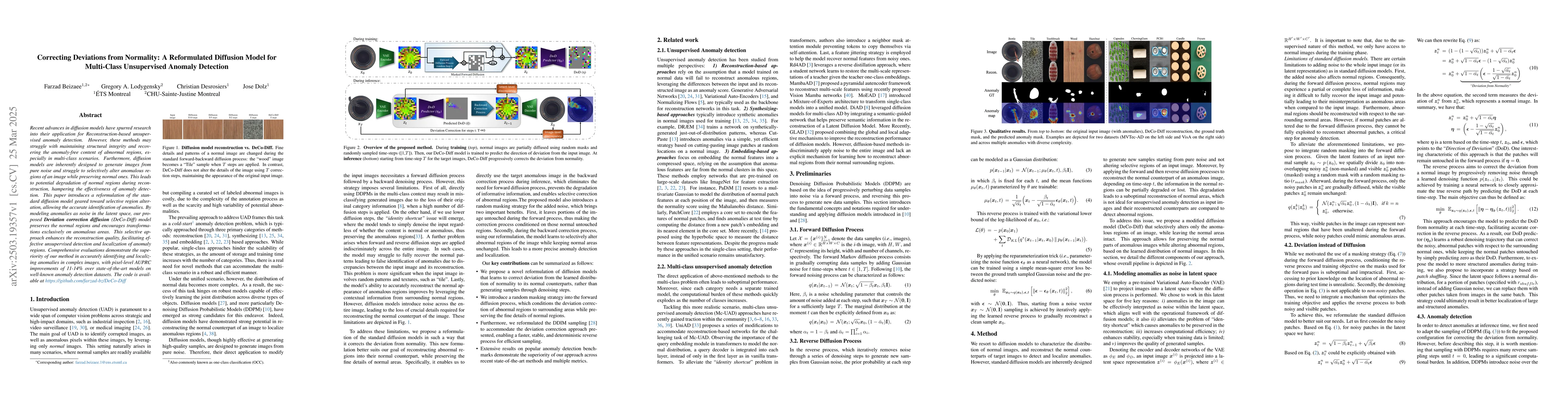 Thumbnail for Correcting Deviations from Normality: A Reformulated Diffusion Model for
  Multi-Class Unsupervised Anomaly Detection