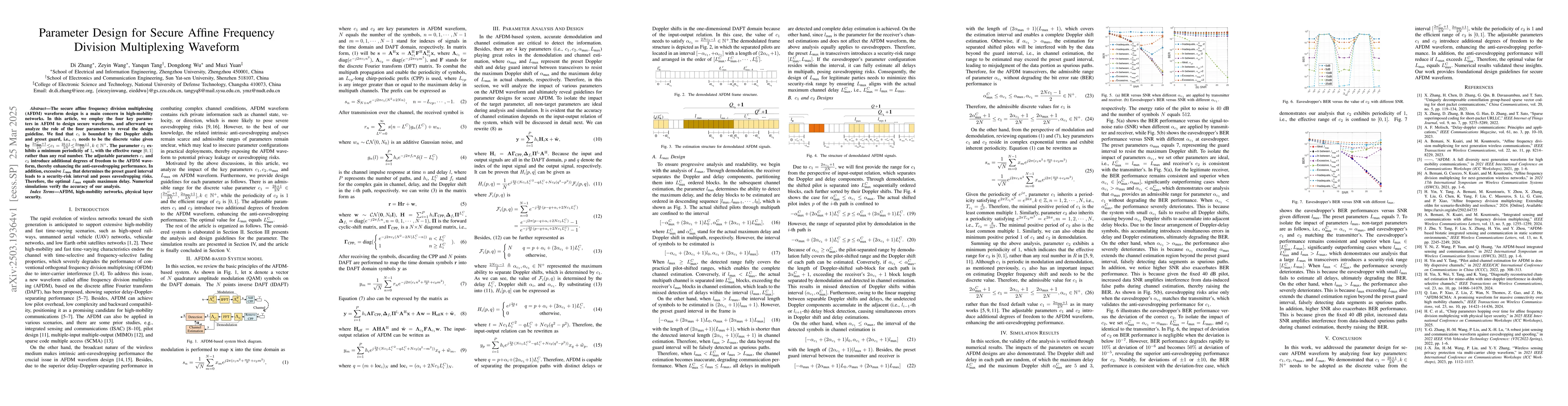 Thumbnail for Parameter Design for Secure Affine Frequency Division Multiplexing
  Waveform