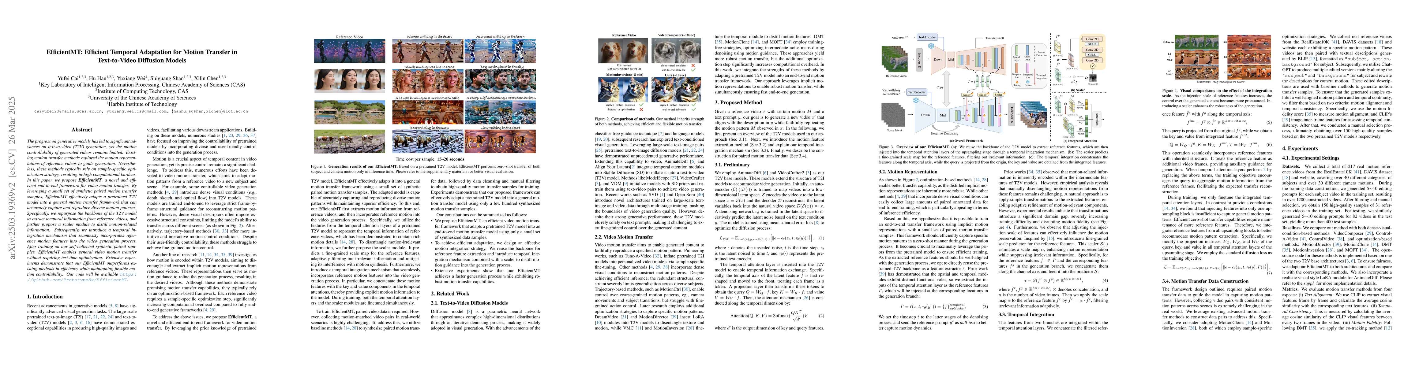 Thumbnail for EfficientMT: Efficient Temporal Adaptation for Motion Transfer in
  Text-to-Video Diffusion Models
