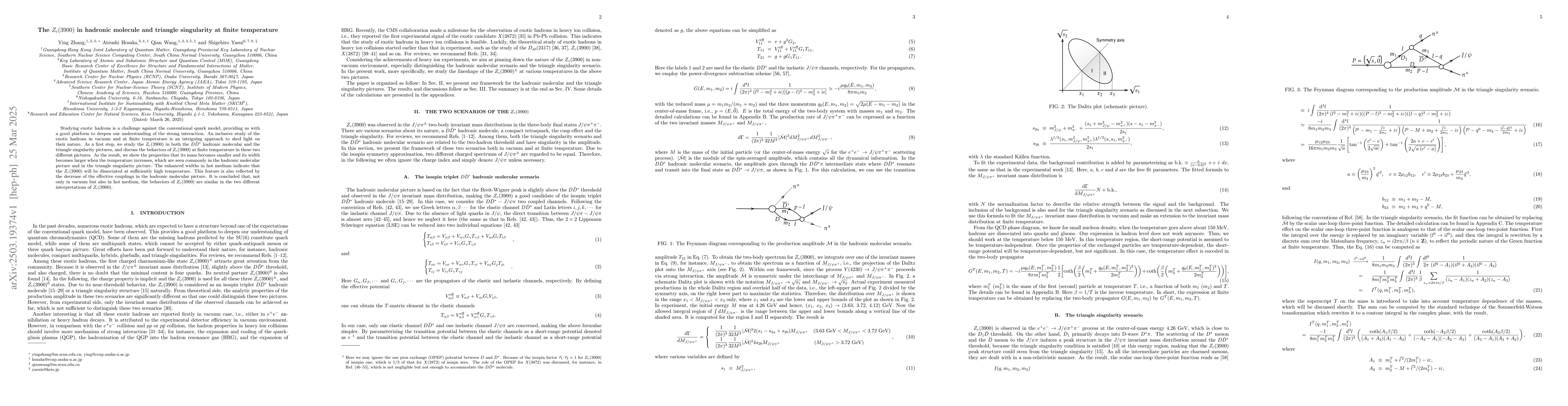 Thumbnail for The $Z_c(3900)$ in hadronic molecule and triangle singularity at finite
  temperature