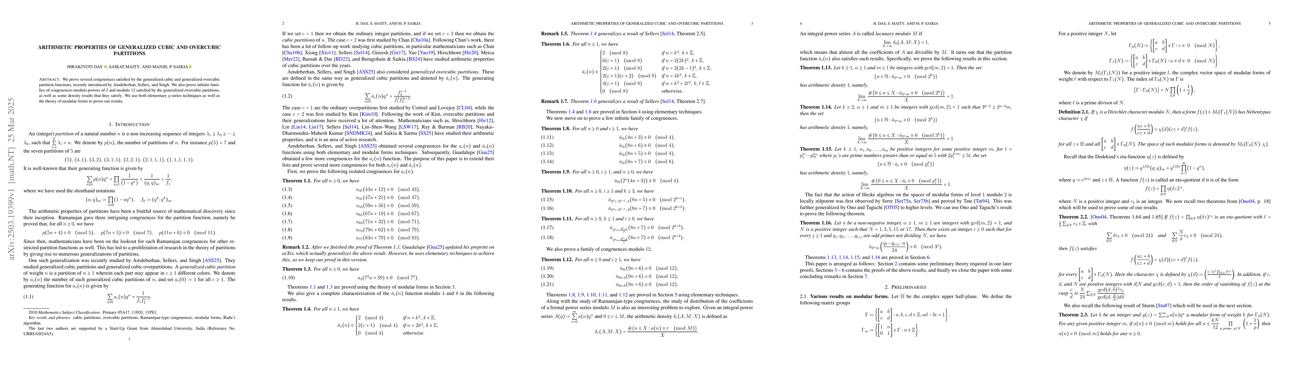 Thumbnail for Arithmetic Properties of Generalized Cubic and Overcubic Partitions