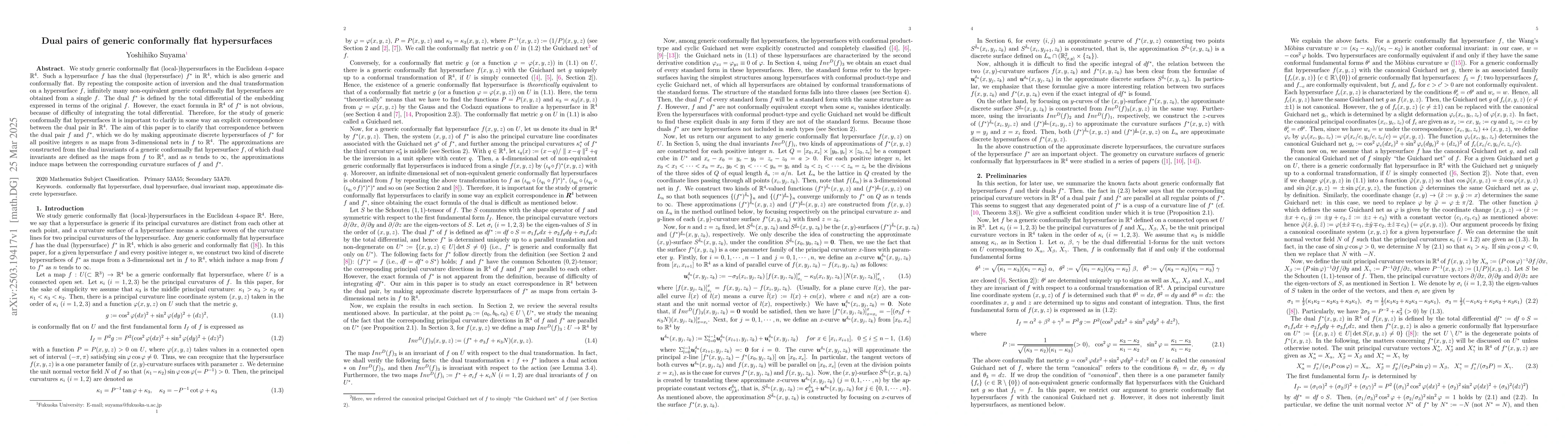 Thumbnail for Dual pairs of generic conformally flat hypersurfaces