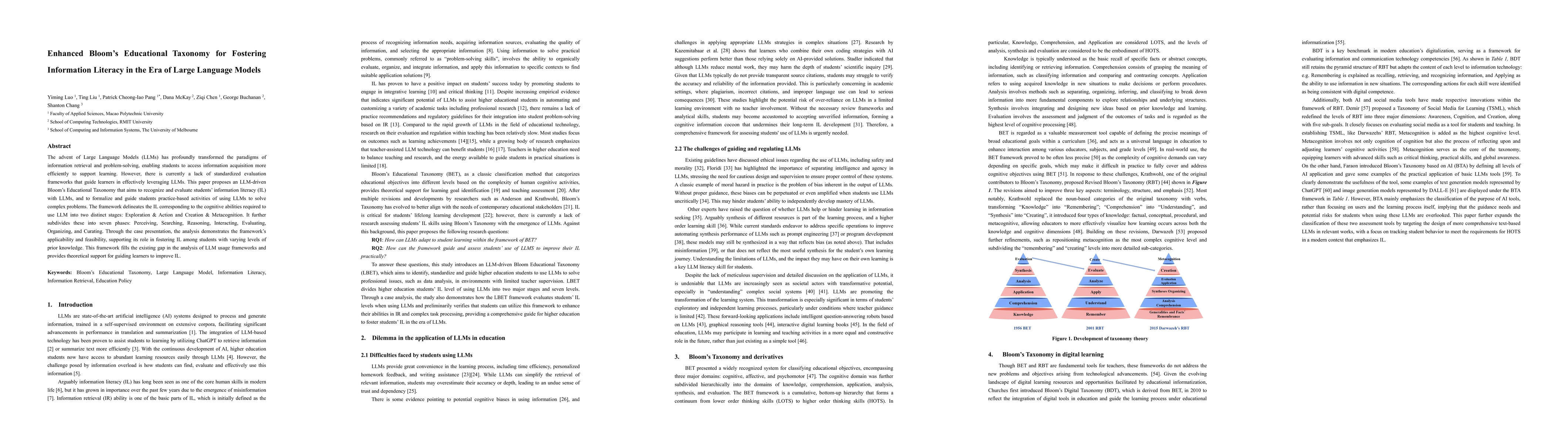 Thumbnail for Enhanced Bloom's Educational Taxonomy for Fostering Information Literacy
  in the Era of Large Language Models